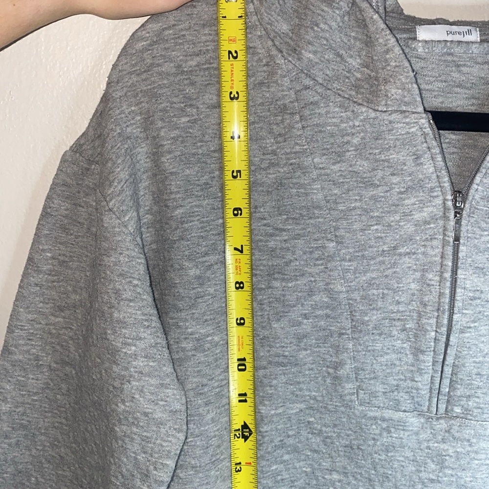 🐆J. Jill | Pure Jill Gray Hooded Pullover with Kangaroo Pocket, 1/4 zip! - Picture 6 of 12